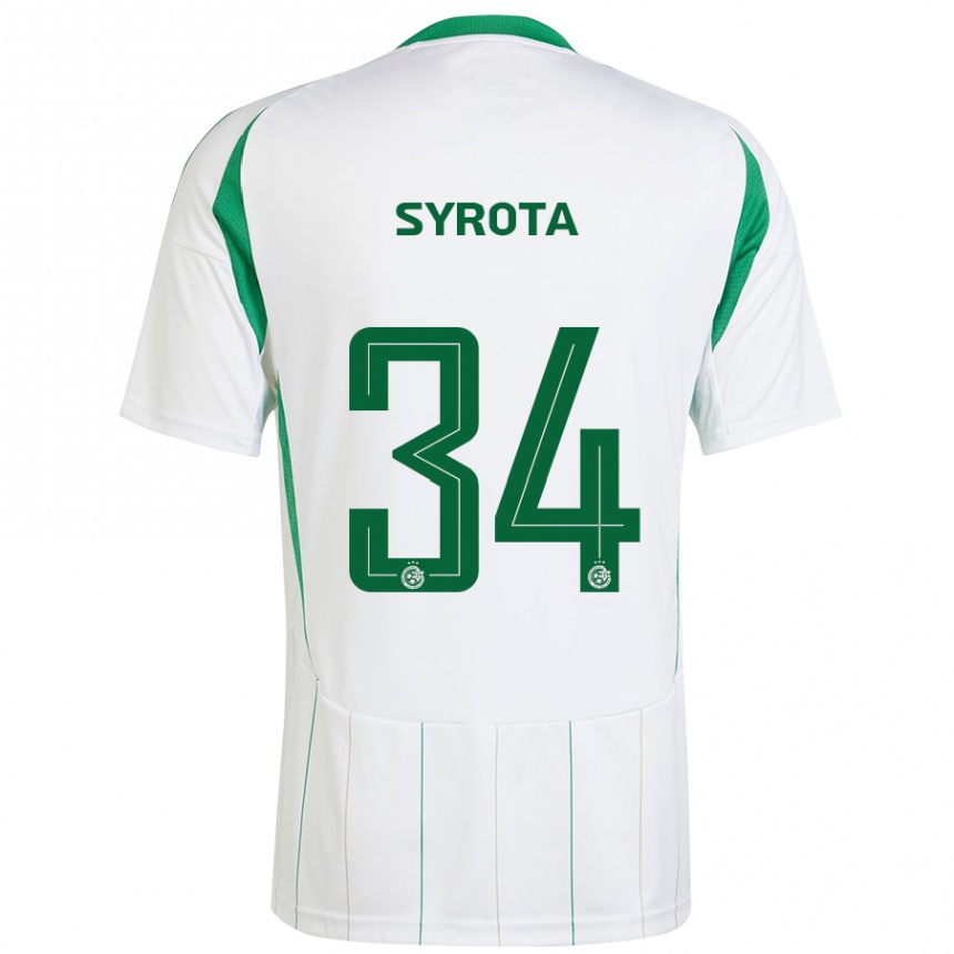 Vaikiškas Oleksandr Syrota #34 Balta Žalia Išvykos Marškinėliai 2024/25 T-Shirt