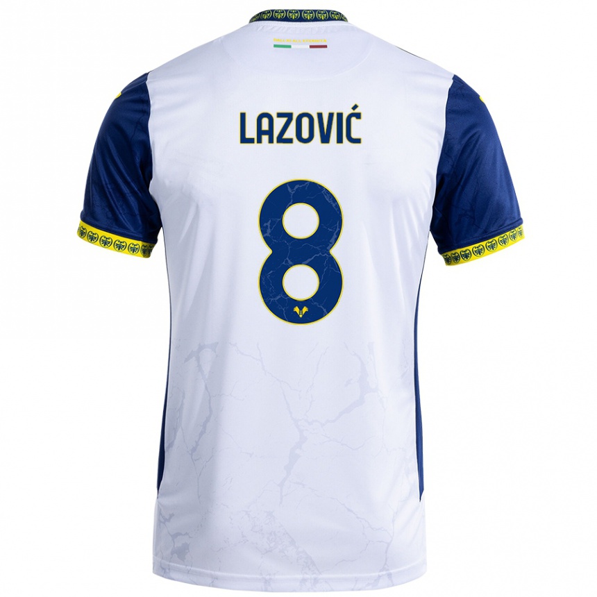 Vaikiškas Darko Lazović #8 Balta Mėlyna Išvykos Marškinėliai 2024/25 T-Shirt