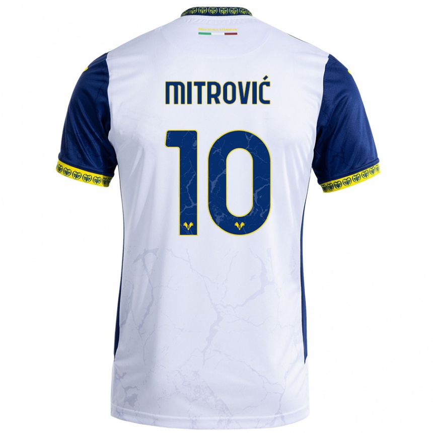 Vaikiškas Stefan Mitrović #10 Balta Mėlyna Išvykos Marškinėliai 2024/25 T-Shirt