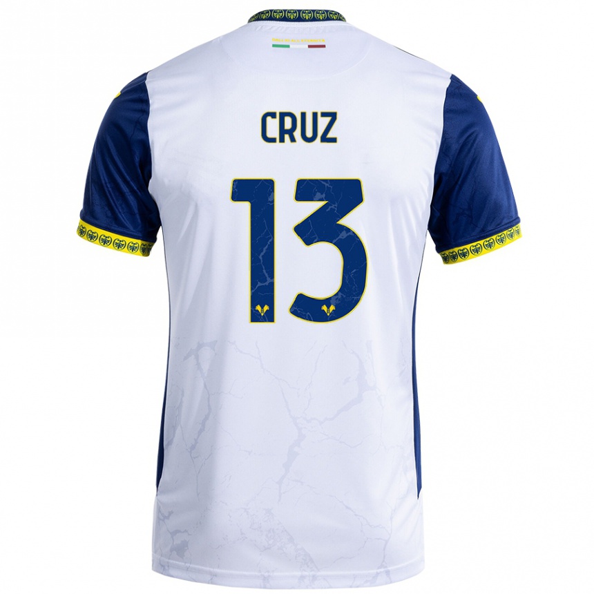 Vaikiškas Juan Manuel Cruz #13 Balta Mėlyna Išvykos Marškinėliai 2024/25 T-Shirt