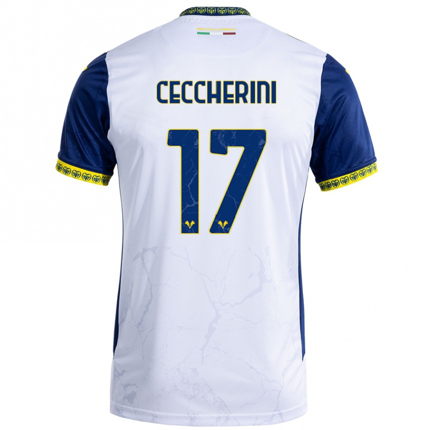 Vaikiškas Federico Ceccherini #17 Balta Mėlyna Išvykos Marškinėliai 2024/25 T-Shirt