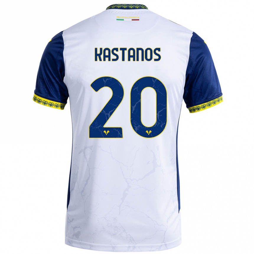 Vaikiškas Grigoris Kastanos #20 Balta Mėlyna Išvykos Marškinėliai 2024/25 T-Shirt