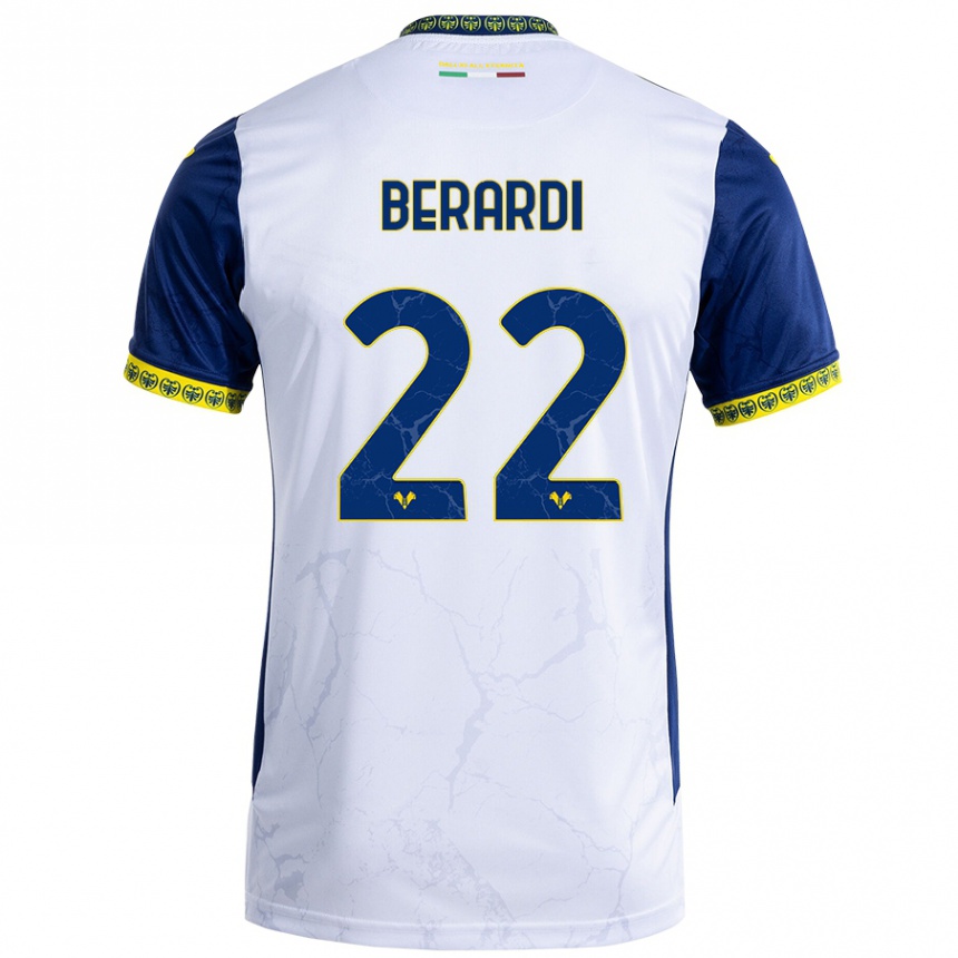 Vaikiškas Alessandro Berardi #22 Balta Mėlyna Išvykos Marškinėliai 2024/25 T-Shirt