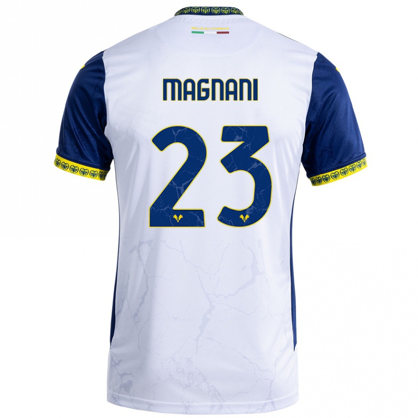 Vaikiškas Giangiacomo Magnani #23 Balta Mėlyna Išvykos Marškinėliai 2024/25 T-Shirt