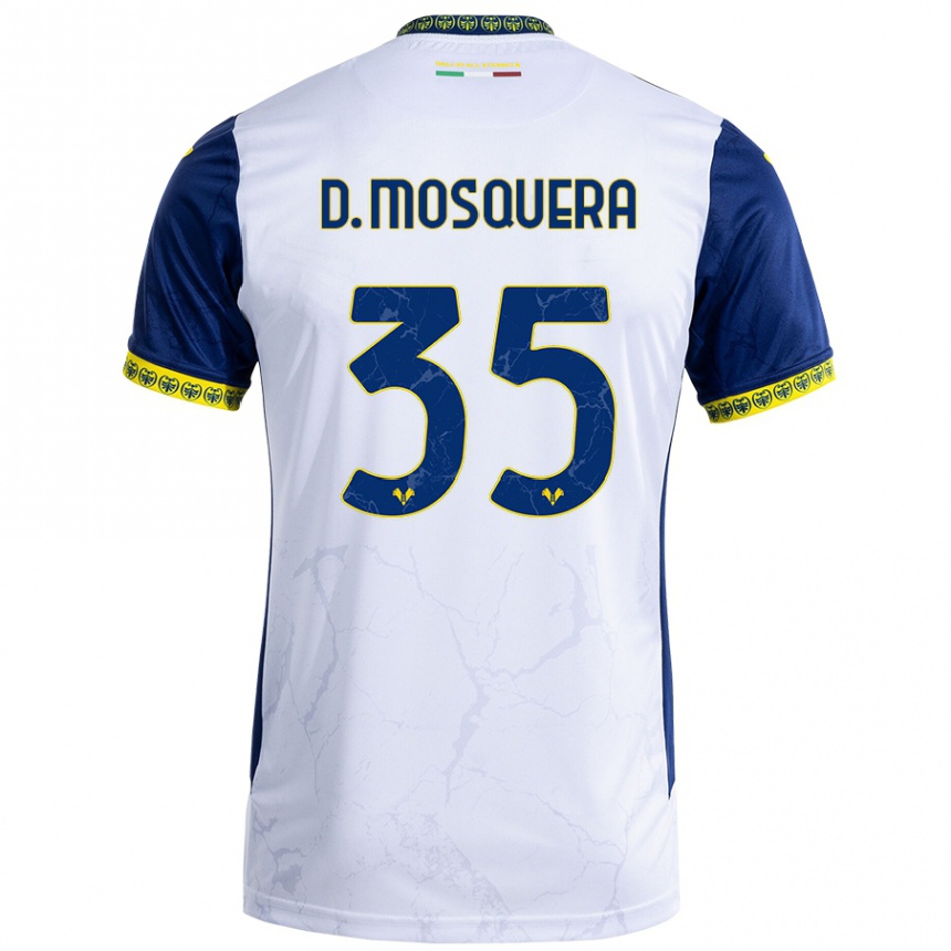 Vaikiškas Daniel Mosquera #35 Balta Mėlyna Išvykos Marškinėliai 2024/25 T-Shirt