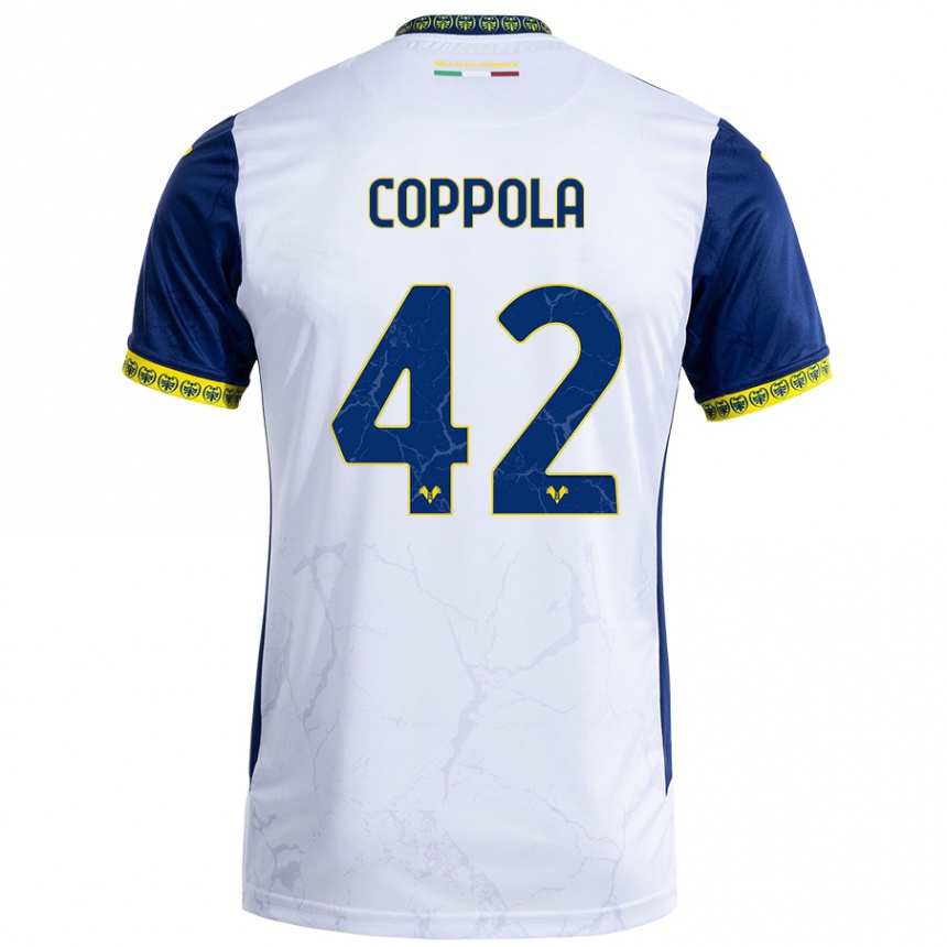 Vaikiškas Diego Coppola #42 Balta Mėlyna Išvykos Marškinėliai 2024/25 T-Shirt