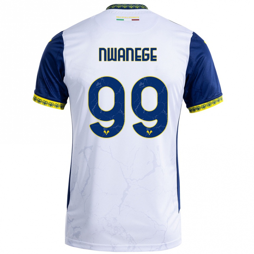 Vaikiškas Karlson Nwanege #99 Balta Mėlyna Išvykos Marškinėliai 2024/25 T-Shirt