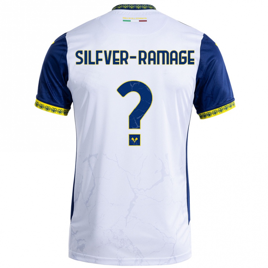 Vaikiškas William Silfver-Ramage #0 Balta Mėlyna Išvykos Marškinėliai 2024/25 T-Shirt