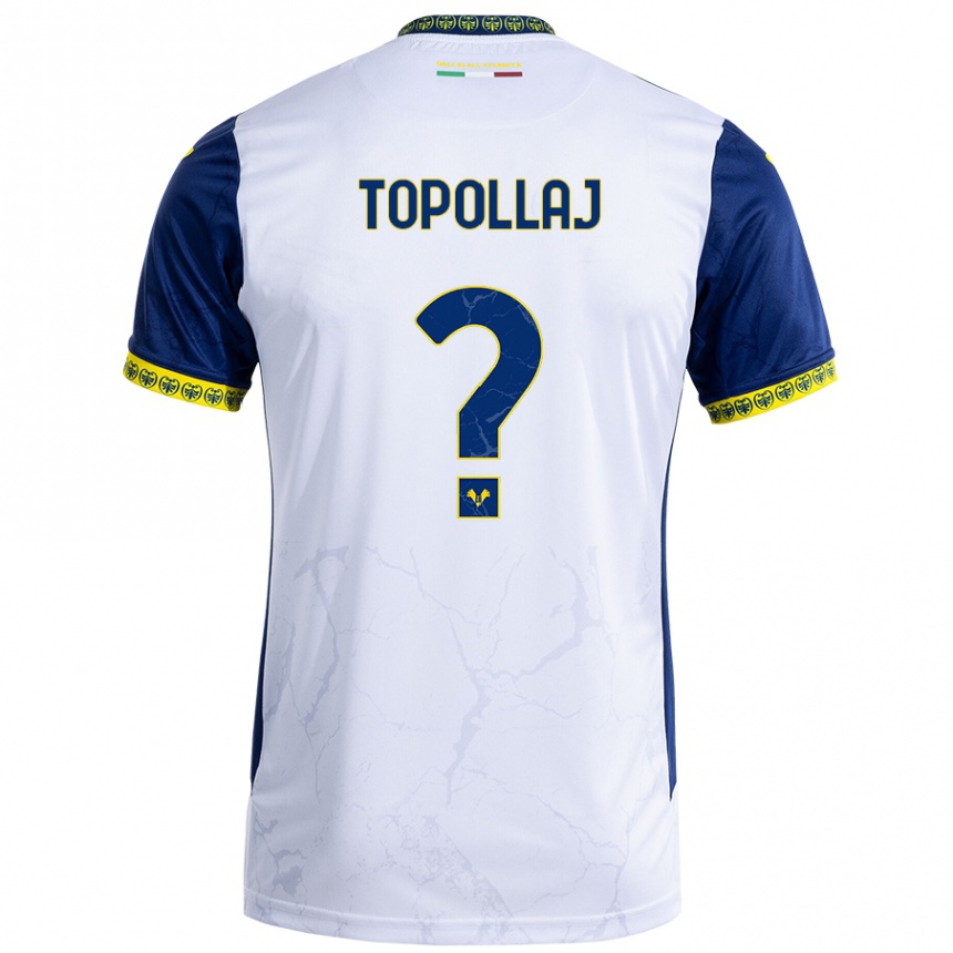 Vaikiškas Mark Topollaj #0 Balta Mėlyna Išvykos Marškinėliai 2024/25 T-Shirt