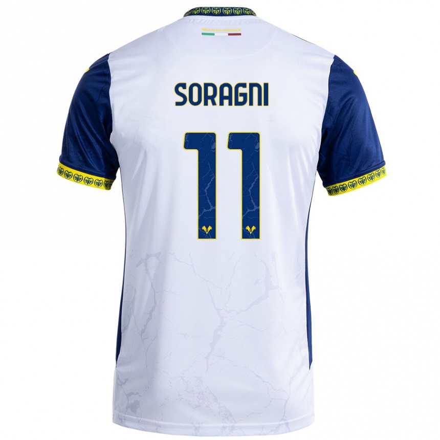 Vaikiškas Alberto Soragni #11 Balta Mėlyna Išvykos Marškinėliai 2024/25 T-Shirt