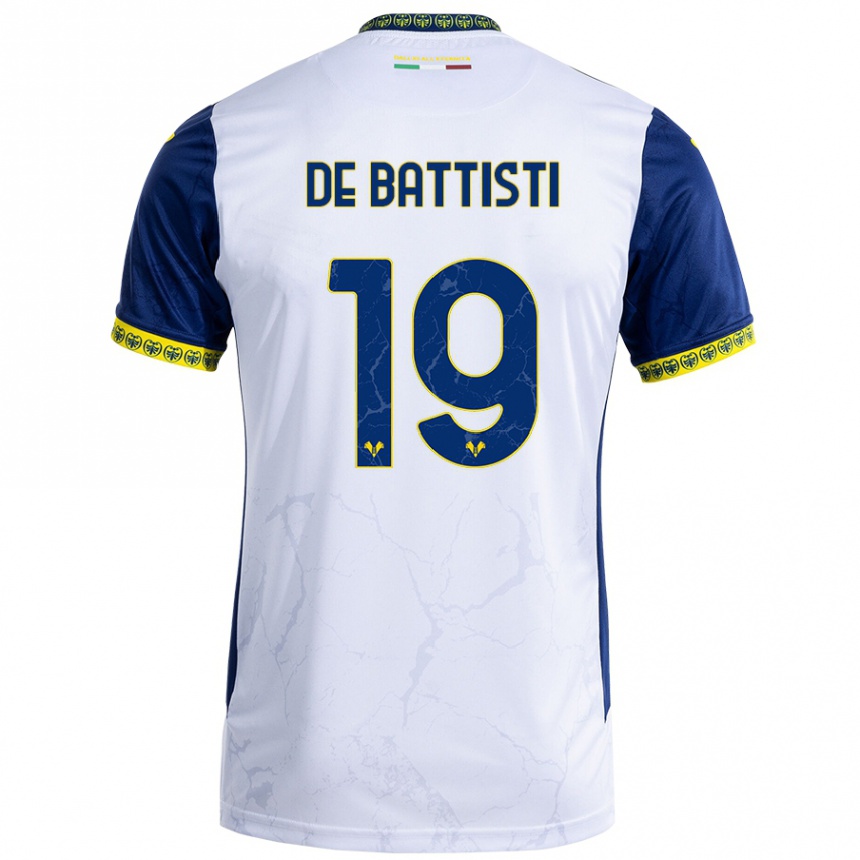 Vaikiškas Davide De Battisti #19 Balta Mėlyna Išvykos Marškinėliai 2024/25 T-Shirt