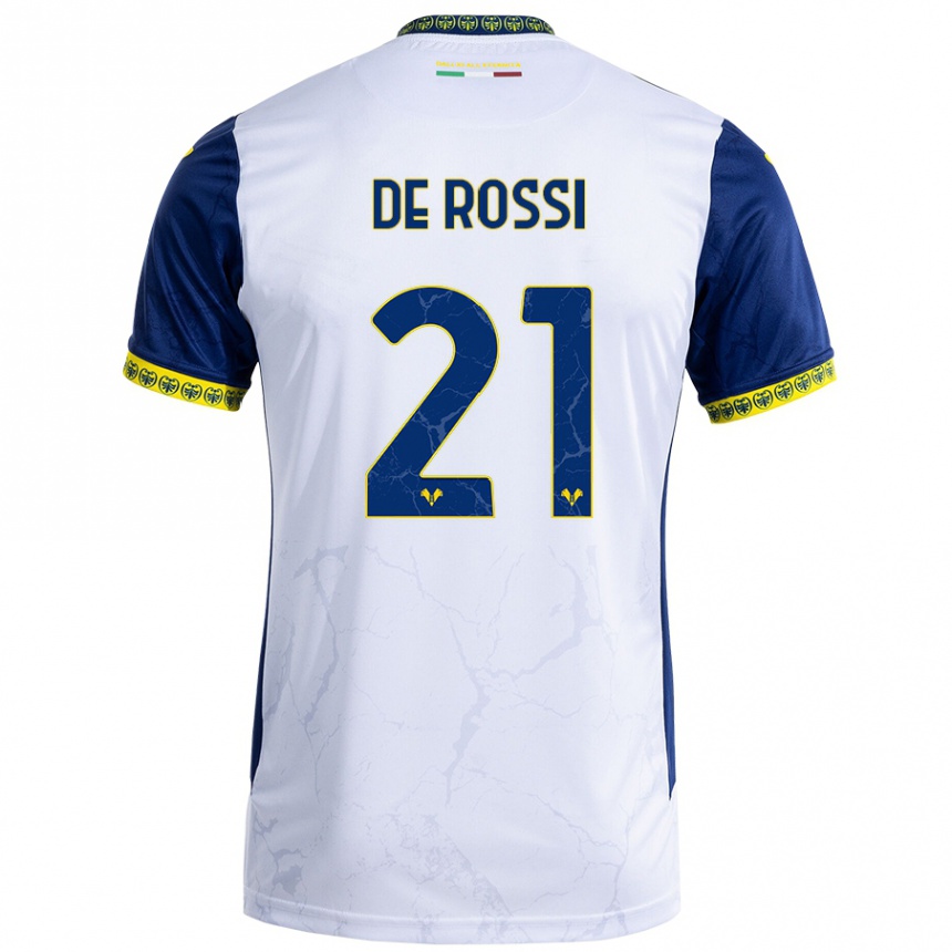 Vaikiškas Michele De Rossi #21 Balta Mėlyna Išvykos Marškinėliai 2024/25 T-Shirt