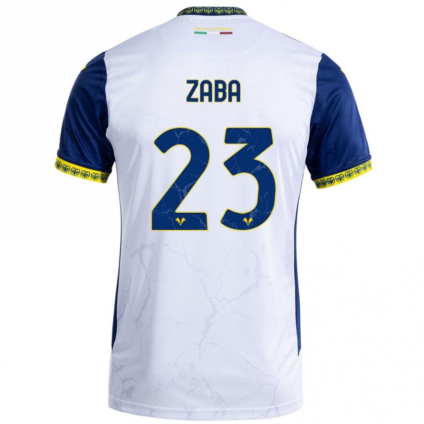 Vaikiškas Nelson Zaba #23 Balta Mėlyna Išvykos Marškinėliai 2024/25 T-Shirt