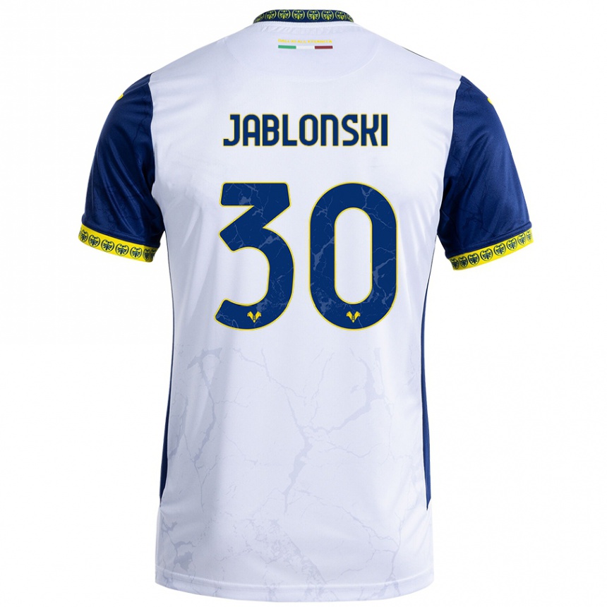 Vaikiškas Darvin Jablonski #30 Balta Mėlyna Išvykos Marškinėliai 2024/25 T-Shirt