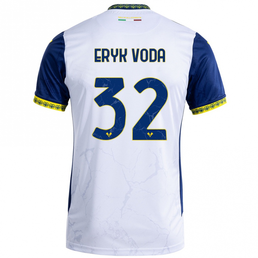 Vaikiškas Andrei Eryk Voda #32 Balta Mėlyna Išvykos Marškinėliai 2024/25 T-Shirt