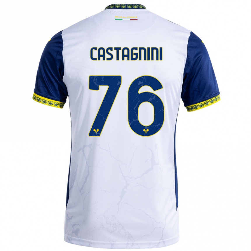 Vaikiškas Mirko Castagnini #76 Balta Mėlyna Išvykos Marškinėliai 2024/25 T-Shirt