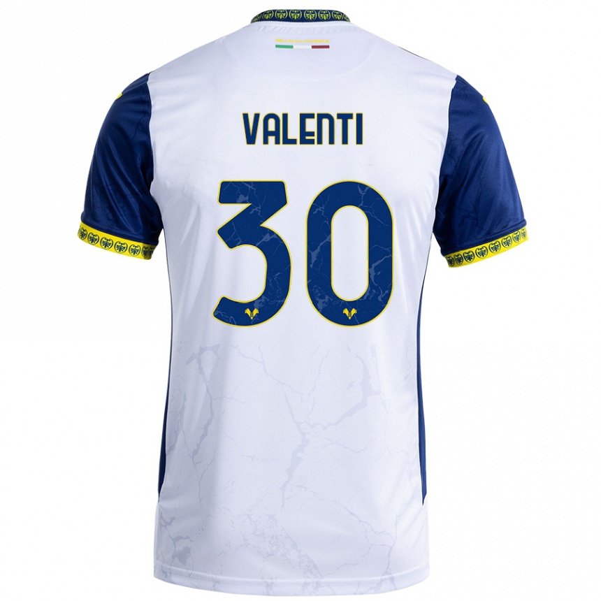 Vaikiškas Francesco Valenti #30 Balta Mėlyna Išvykos Marškinėliai 2024/25 T-Shirt