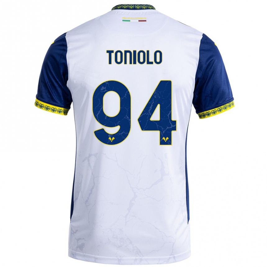 Vaikiškas Giacomo Toniolo #94 Balta Mėlyna Išvykos Marškinėliai 2024/25 T-Shirt