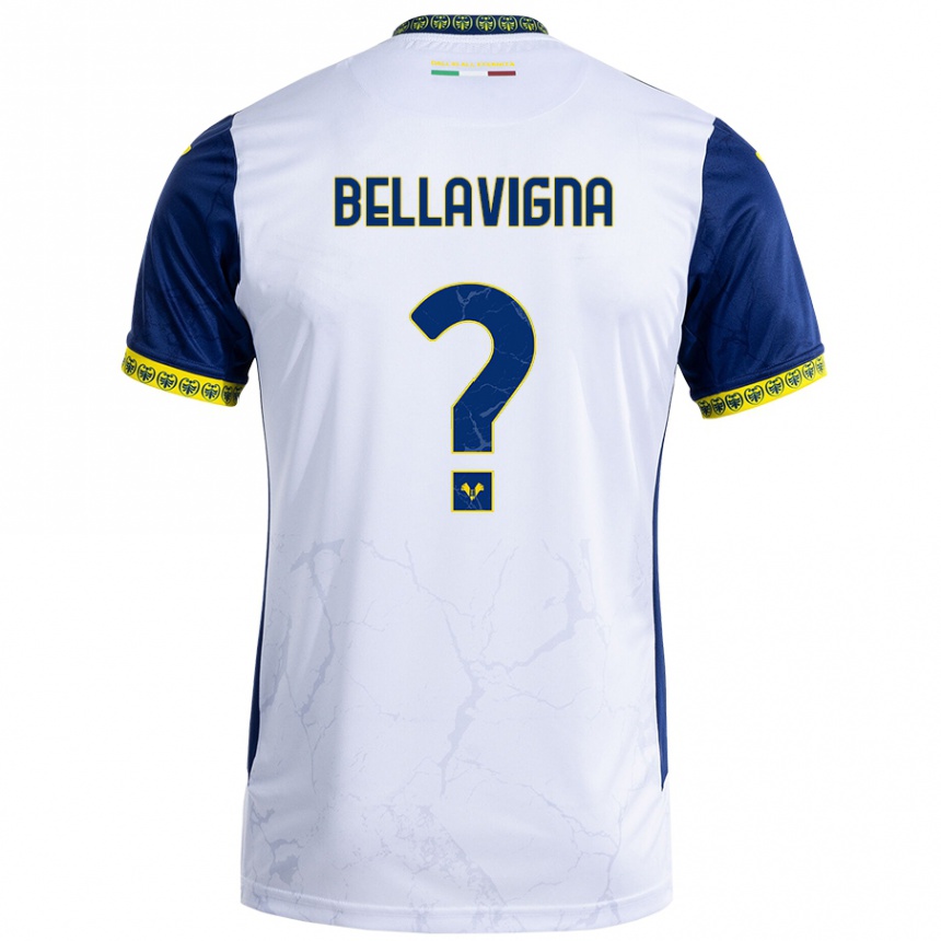 Vaikiškas Marco Bellavigna #0 Balta Mėlyna Išvykos Marškinėliai 2024/25 T-Shirt