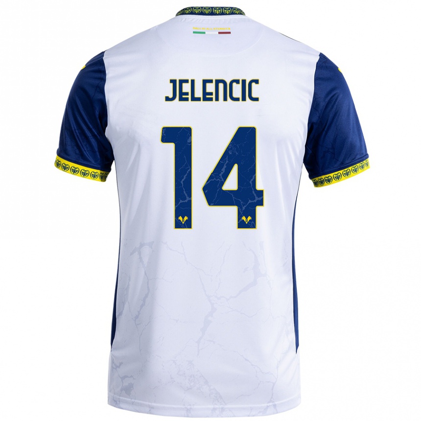 Vaikiškas Ana Jelencic #14 Balta Mėlyna Išvykos Marškinėliai 2024/25 T-Shirt