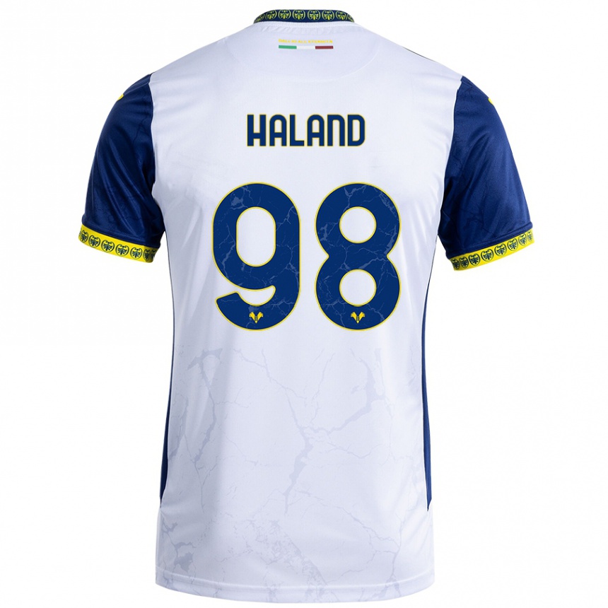 Vaikiškas Benedicte Iversen Håland #98 Balta Mėlyna Išvykos Marškinėliai 2024/25 T-Shirt