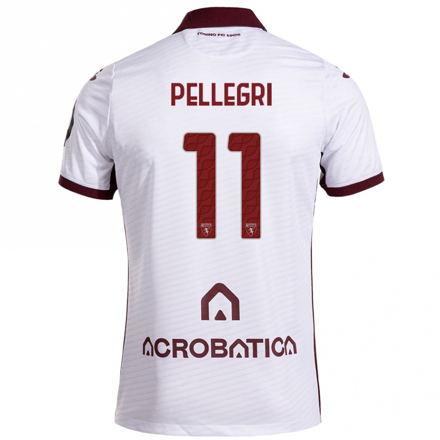 Vaikiškas Pietro Pellegri #11 Balta Kaštoninė Išvykos Marškinėliai 2024/25 T-Shirt