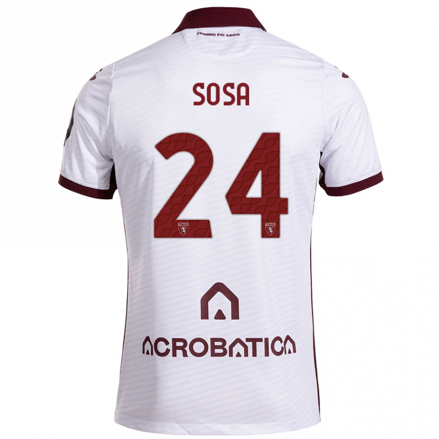 Vaikiškas Borna Sosa #24 Balta Kaštoninė Išvykos Marškinėliai 2024/25 T-Shirt