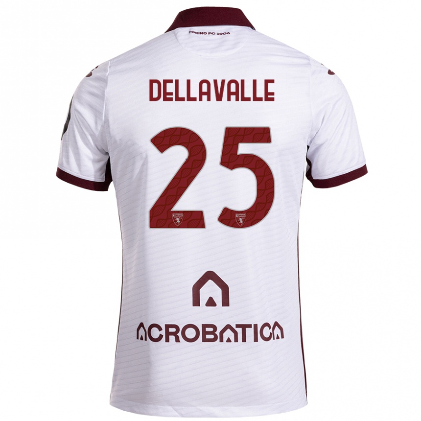 Vaikiškas Alessandro Dellavalle #25 Balta Kaštoninė Išvykos Marškinėliai 2024/25 T-Shirt