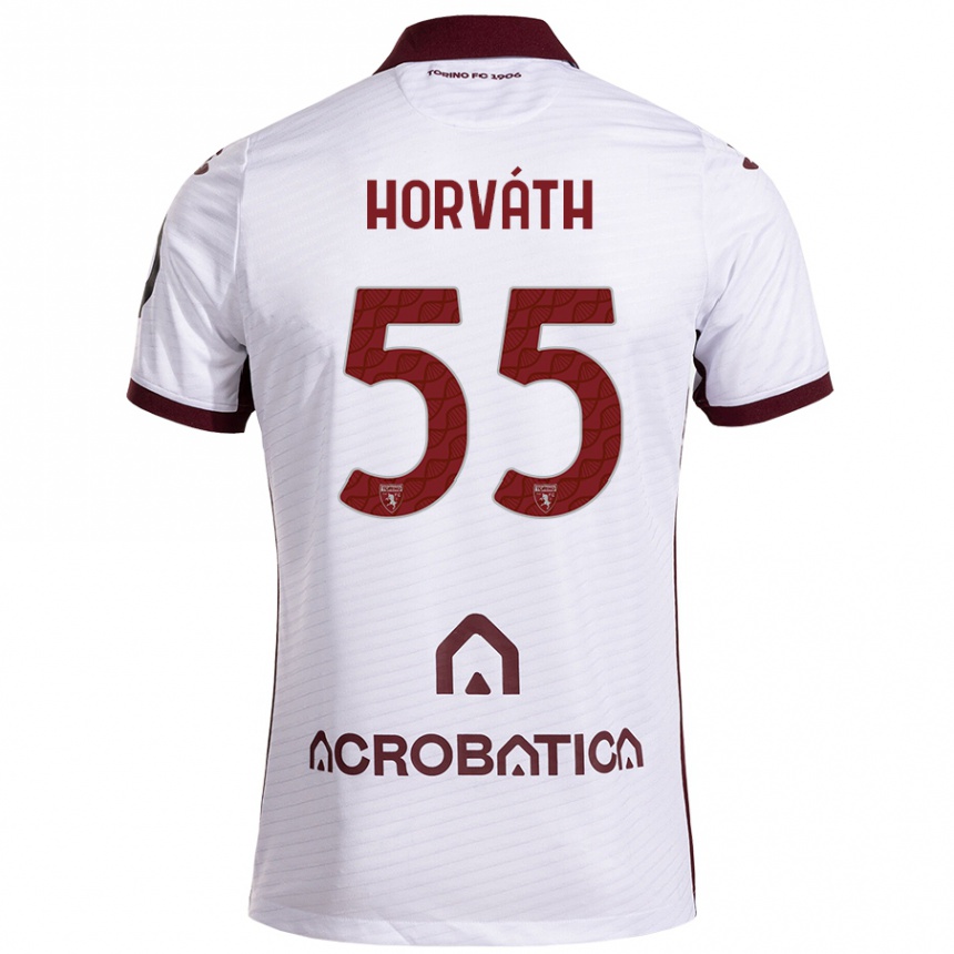 Vaikiškas Krisztofer Horváth #55 Balta Kaštoninė Išvykos Marškinėliai 2024/25 T-Shirt