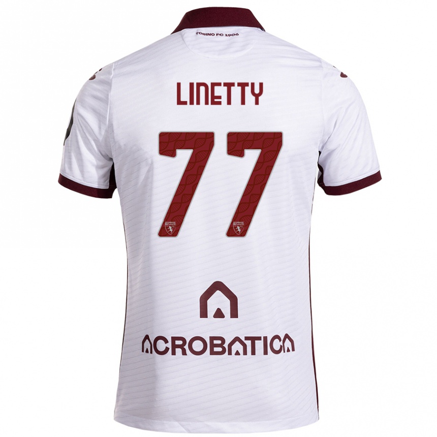 Vaikiškas Karol Linetty #77 Balta Kaštoninė Išvykos Marškinėliai 2024/25 T-Shirt