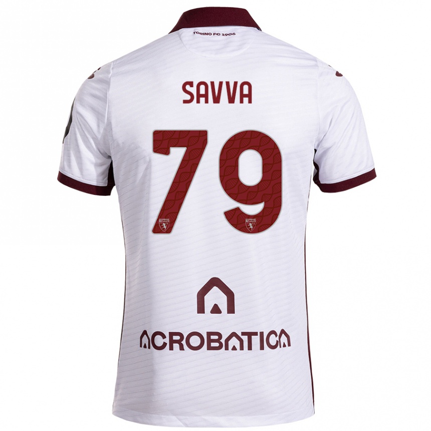 Vaikiškas Zanos Savva #79 Balta Kaštoninė Išvykos Marškinėliai 2024/25 T-Shirt