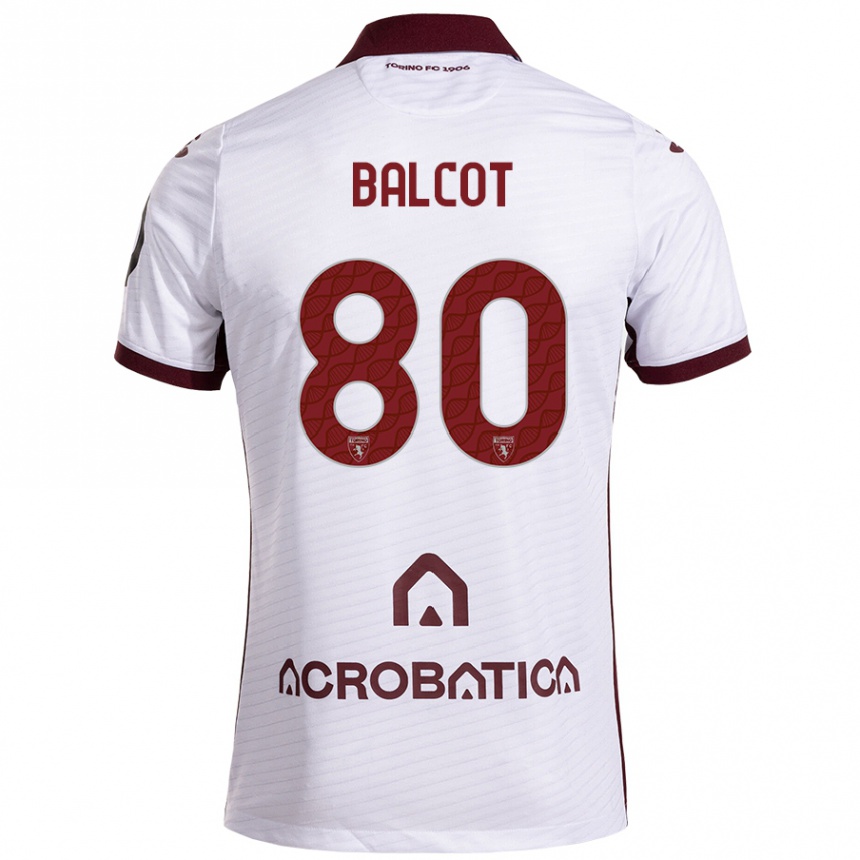 Vaikiškas Côme Bianay Balcot #80 Balta Kaštoninė Išvykos Marškinėliai 2024/25 T-Shirt