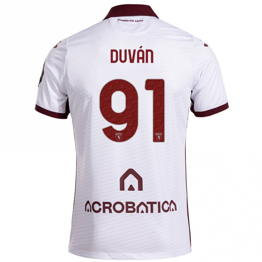 Vaikiškas Duván Zapata #91 Balta Kaštoninė Išvykos Marškinėliai 2024/25 T-Shirt