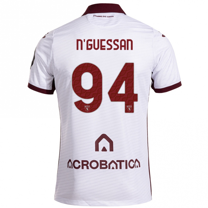 Vaikiškas Ange Caumenan N'guessan #94 Balta Kaštoninė Išvykos Marškinėliai 2024/25 T-Shirt