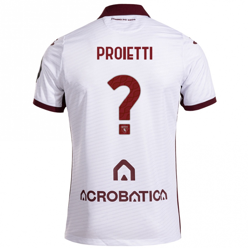 Vaikiškas Riccardo Proietti #0 Balta Kaštoninė Išvykos Marškinėliai 2024/25 T-Shirt