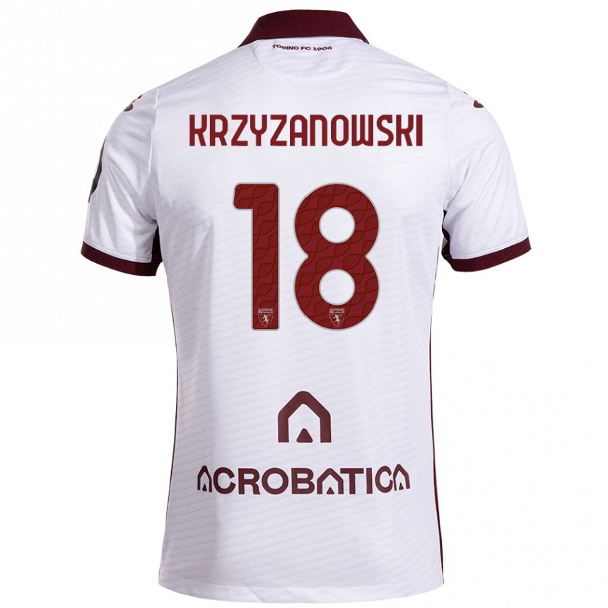 Vaikiškas Jakub Krzyzanowski #18 Balta Kaštoninė Išvykos Marškinėliai 2024/25 T-Shirt