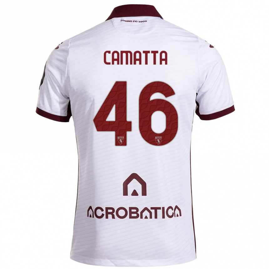 Vaikiškas Alessandro Camatta #46 Balta Kaštoninė Išvykos Marškinėliai 2024/25 T-Shirt