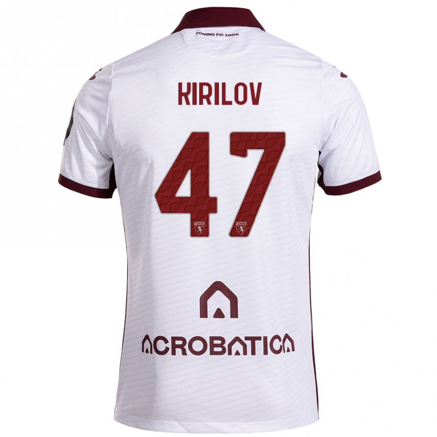 Vaikiškas Martin Kirilov #47 Balta Kaštoninė Išvykos Marškinėliai 2024/25 T-Shirt