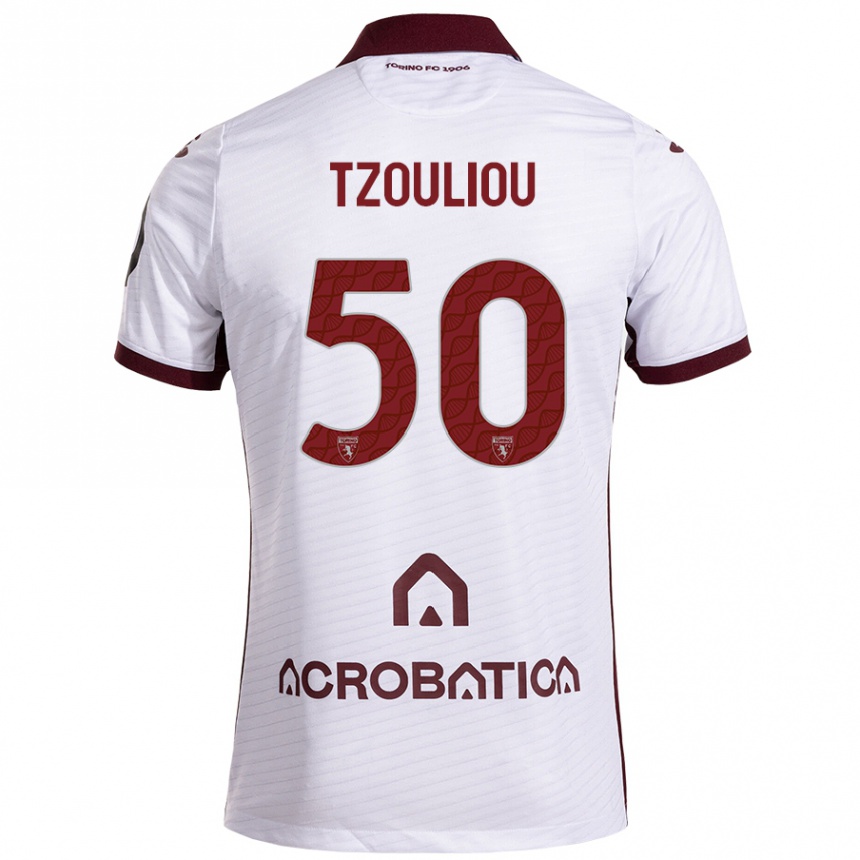 Vaikiškas Dimitrianos Tzouliou #50 Balta Kaštoninė Išvykos Marškinėliai 2024/25 T-Shirt