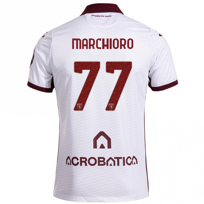 Vaikiškas Raffaele Marchioro #77 Balta Kaštoninė Išvykos Marškinėliai 2024/25 T-Shirt