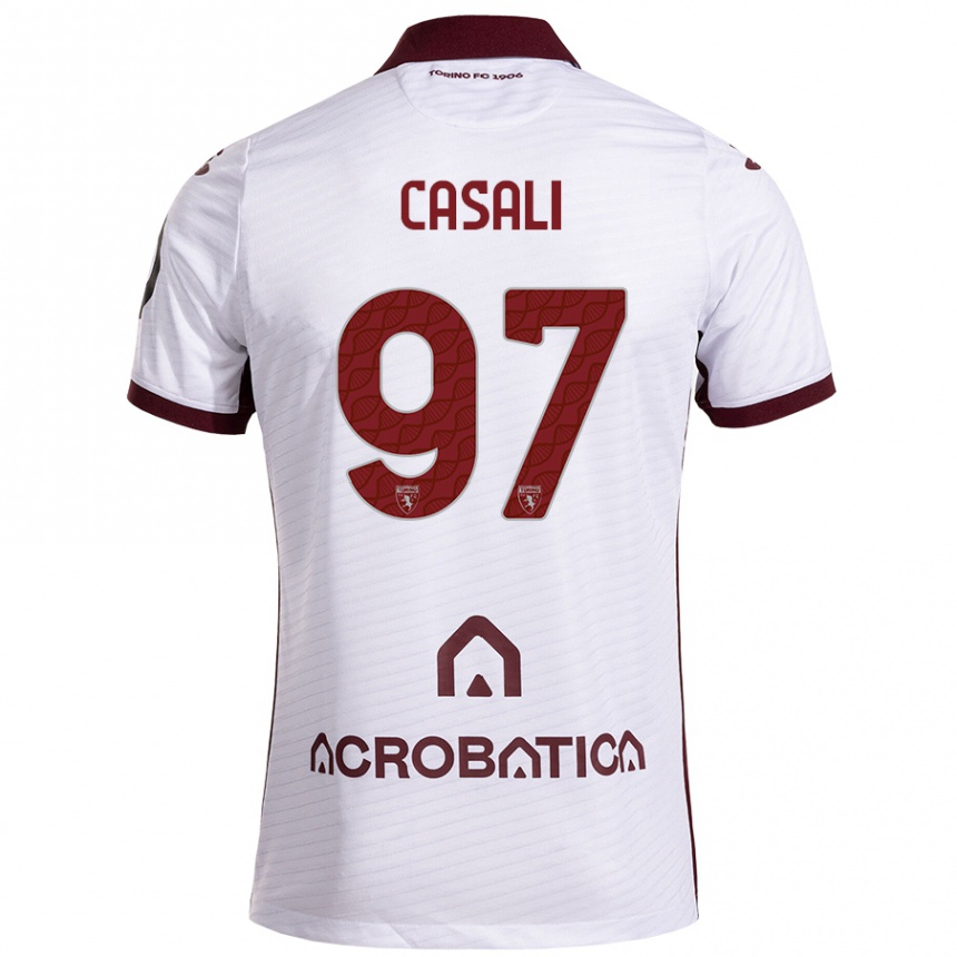 Vaikiškas Michele Casali #97 Balta Kaštoninė Išvykos Marškinėliai 2024/25 T-Shirt