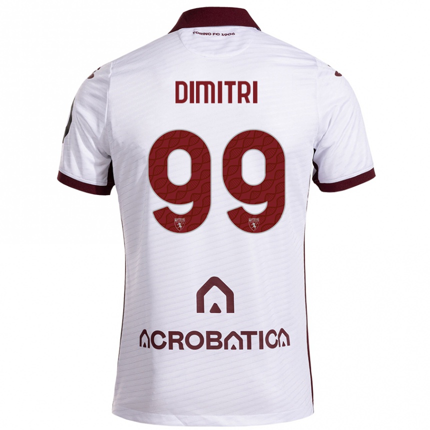 Vaikiškas Matteo Dimitri #99 Balta Kaštoninė Išvykos Marškinėliai 2024/25 T-Shirt