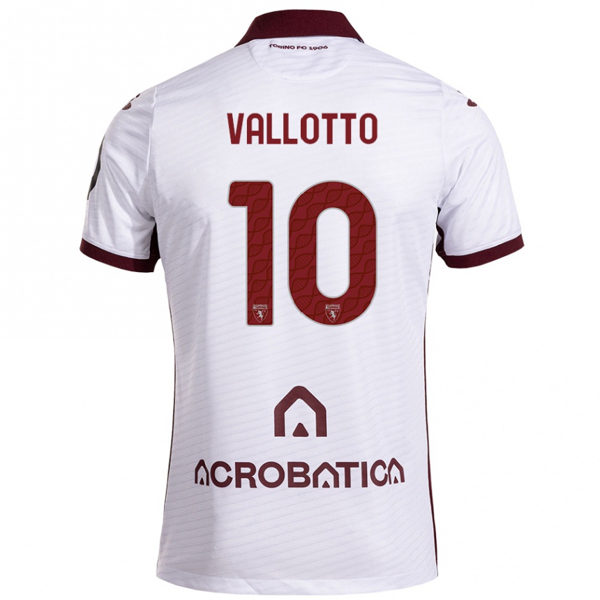 Vaikiškas Greta Vallotto #10 Balta Kaštoninė Išvykos Marškinėliai 2024/25 T-Shirt