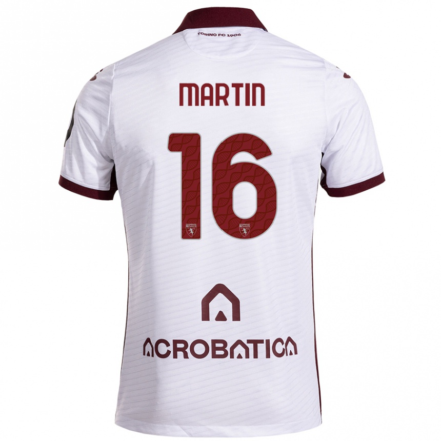 Vaikiškas Francesca Martin #16 Balta Kaštoninė Išvykos Marškinėliai 2024/25 T-Shirt