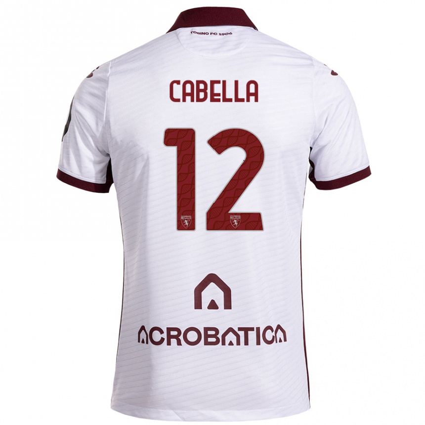 Vaikiškas Matteo Cabella #12 Balta Kaštoninė Išvykos Marškinėliai 2024/25 T-Shirt