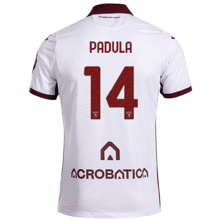 Vaikiškas Cristian Padula #14 Balta Kaštoninė Išvykos Marškinėliai 2024/25 T-Shirt