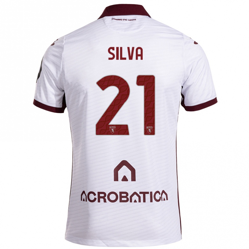 Vaikiškas Jonathan Silva #21 Balta Kaštoninė Išvykos Marškinėliai 2024/25 T-Shirt