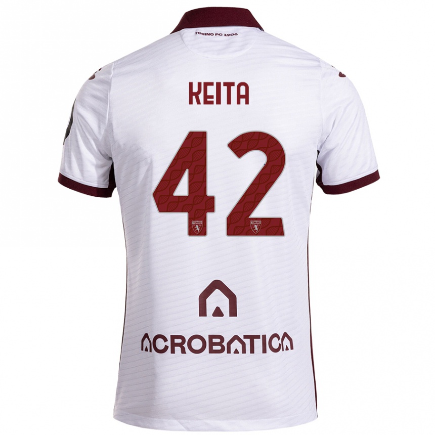 Vaikiškas Karamoko Keita #42 Balta Kaštoninė Išvykos Marškinėliai 2024/25 T-Shirt