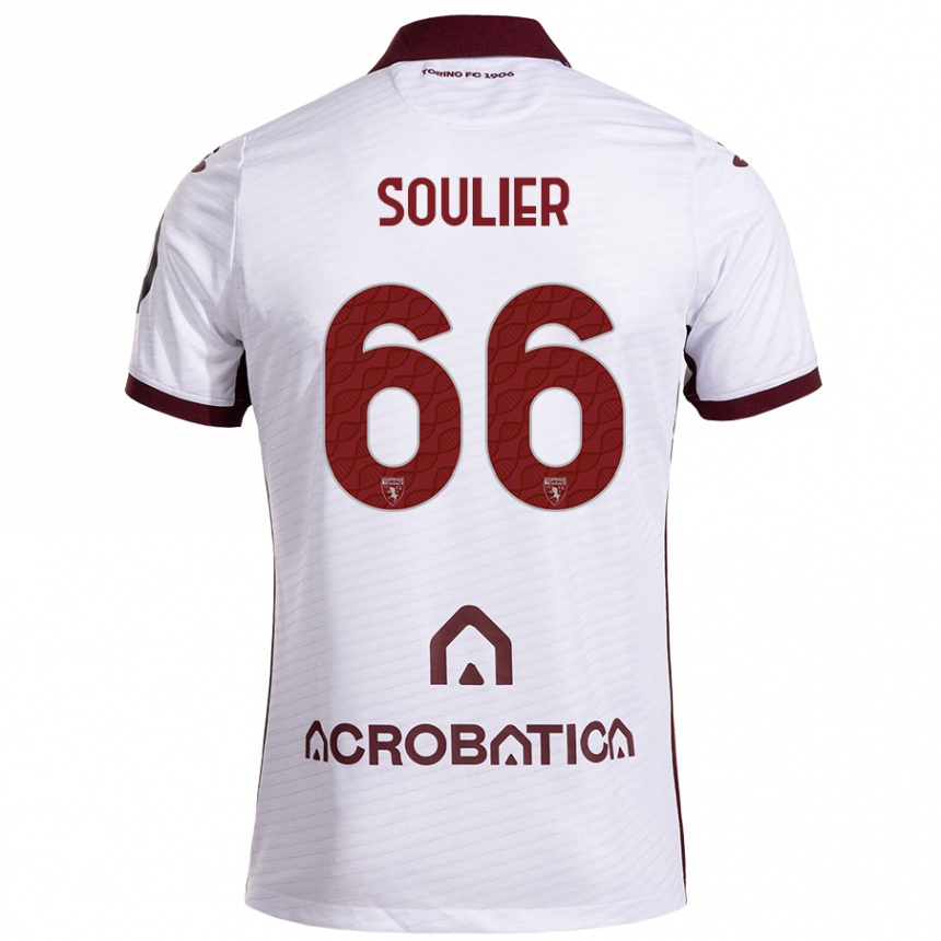 Vaikiškas Evan Soulier #66 Balta Kaštoninė Išvykos Marškinėliai 2024/25 T-Shirt