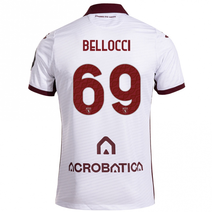 Vaikiškas Andrea Bellocci #69 Balta Kaštoninė Išvykos Marškinėliai 2024/25 T-Shirt